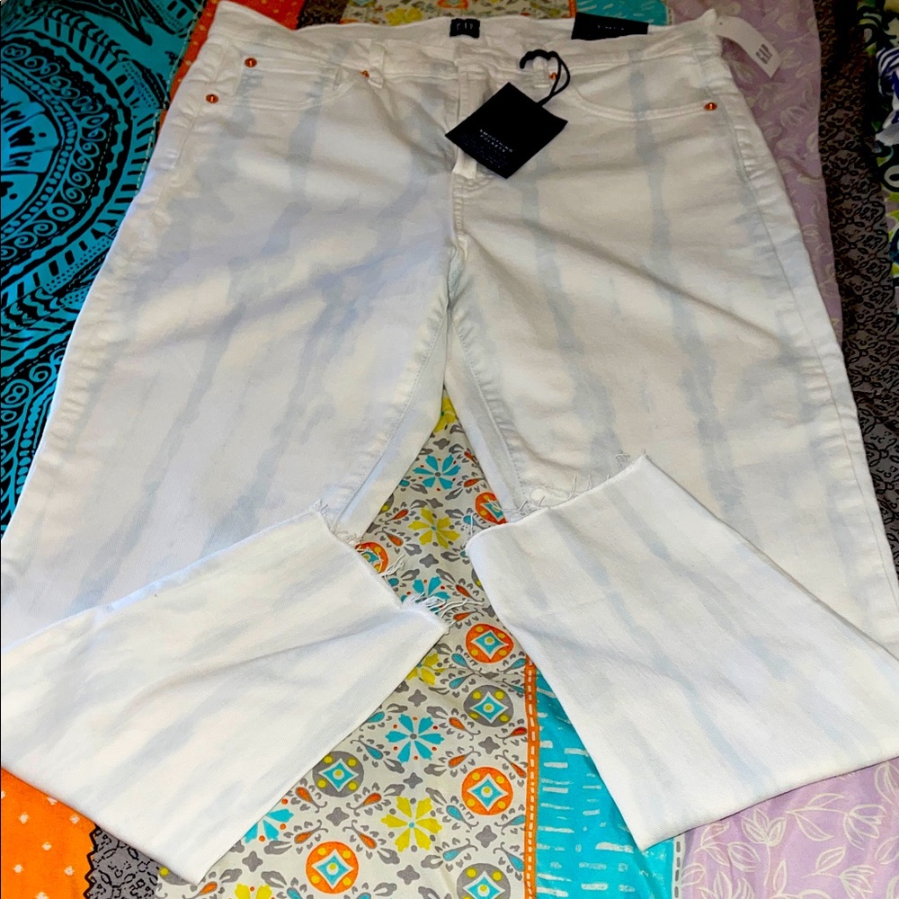 GAP HIGH RISE TRUE SKINNY TIE DYED STRIPE